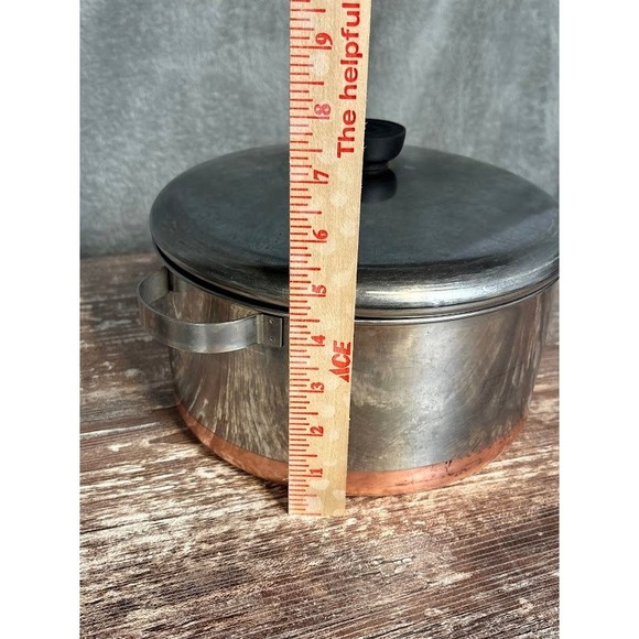 COPPER CLAD STAINLESS STEEL POT WITH LID 3 QUART CAPACITY 7 INCH DIAMETER - Picture 4 of 8